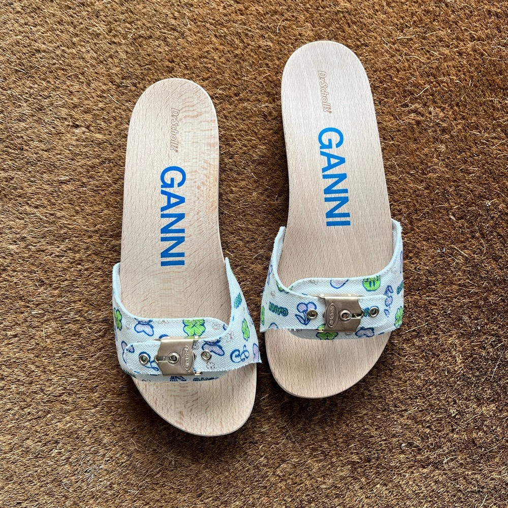 $215 GANNI x DR. Scholl’s Original Clog Sandals White Butterfly Size US 7